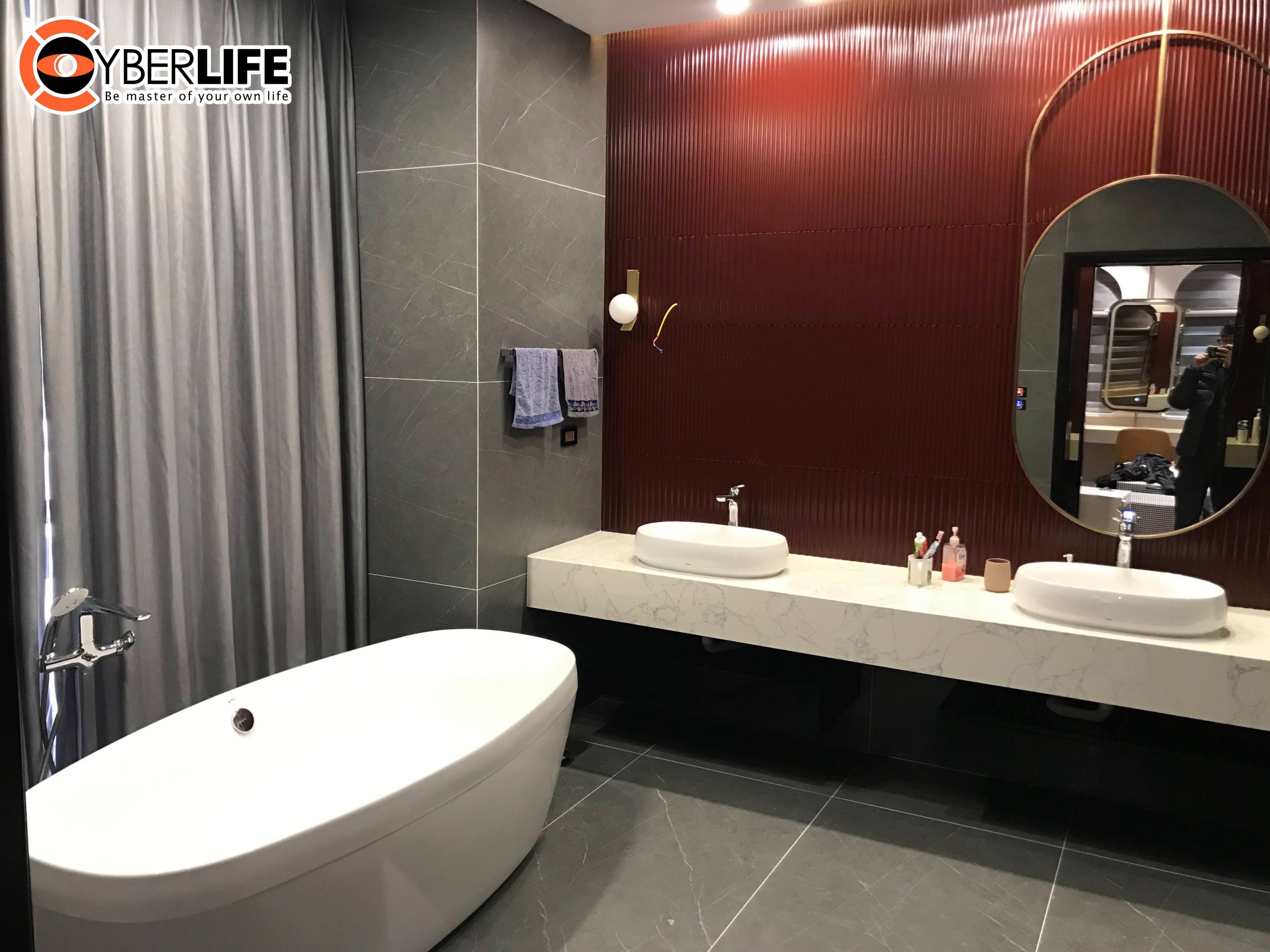 Phòng tắm thiết kế đơn giản, nhẹ nhàng và thư giãn