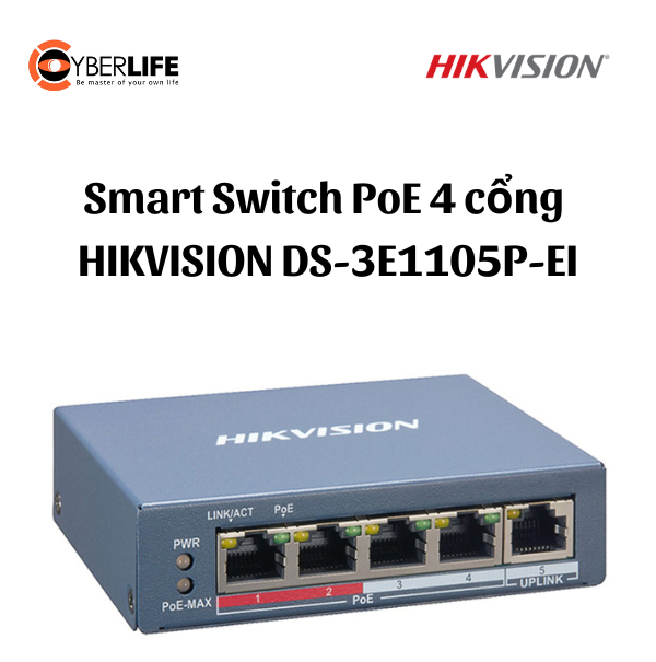 Smart Switch PoE 4 cổng HIKVISION DS-3E1105P-EI