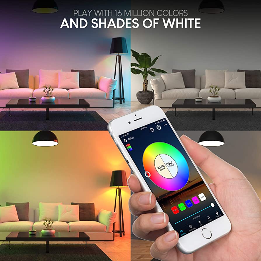 Smart LED Light Bulb - Compatible with Alexa, Google Home Assistant & IFTTT - Smartphone Controlled Multicolored Color Changing Lights
